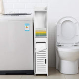 Badkamerkast – 80 x 15,5 x 15,5 cm – Houten Opbergkast – Wit – Met Lades en Planken – Voor Toilet, Badkamer en Wasruimte