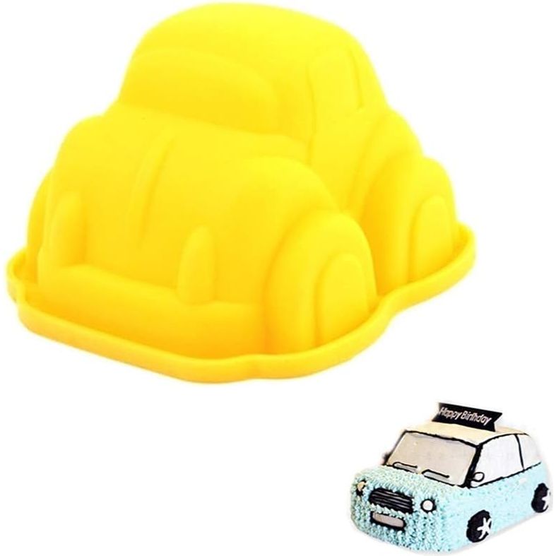 4 Stuks - Silicone Bakvormen - 3D Cartoon Auto Design - Ideaal voor Fondant, Gelei, Chocolade - Kindvriendelijk - Hittebestendig tot 230°C - Perfect voor Feestjes & Creatief Bakken - Willekeurige Kleur - Set van 4
