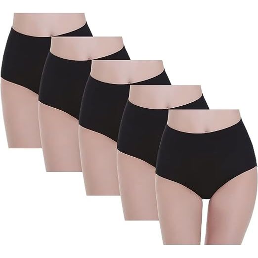 Dames Hoge Taille Katoenen Slips - Buikvlak Stretch - Geschikt voor Dagelijks Gebruik & Postpartum - 5 Pack - Maat 3XL -Zwart