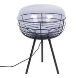 Zuiver Smokey Tafellamp - Ronde Tafellamp van Gerookt Glas en IJzer - Ingebouwde LED - Dimbaar - Sfeerverlichting - 22,5 cm Hoog x Ø 35,5 cm - 1,6 m Kabel