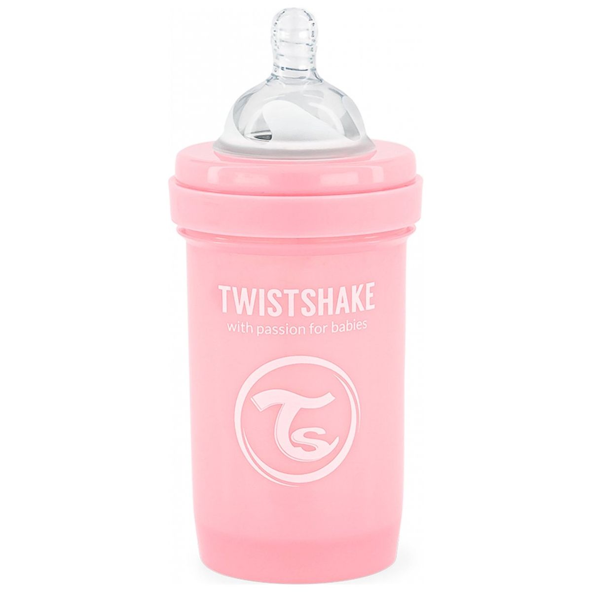 Twistshake Anti-Colic Babyfles – 180ml Fles met Doseerdoosje en Mixzeef – BPA-vrij – Brede Hals – Inclusief Speen vanaf 0 Maanden – Grijpbaar Design – 7,1x7,1x15,9 cm – 125g