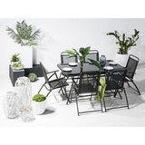 Livarno Tuintafel – Model Atlanta – Poedergecoat Stalen Frame – Gehard Glas Tafelblad – Weer- en UV-bestendig – 140 x 70 x 90 cm