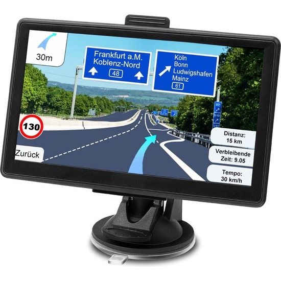 7 Inch GPS Navigatieapparaat – Navigatiesysteem voor Auto en Vrachtwagen – Europa &amp; UK – Inclusief 52 Kaarten – Levenslange Gratis Kaartupdates – Flitswaarschuwing – Rijstrookassistent – POI Weergave