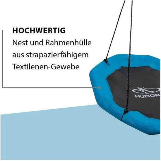 Hudora Nestschommel Octagon 90 cm - Nest Schommel - Vogel Nestschommel - Ronde Tuinschommel - Kinder Schommel Voor Buiten - Schommelzitje Met Touwen - Stalen Frame - Textiel - Verstelbare Touwen - 90 cm - Max Belasting 100 kg - Tuin Speeltoestel