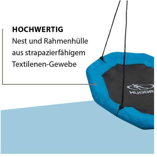 Hudora Nestschommel Octagon 90 cm - Nest Schommel - Vogel Nestschommel - Ronde Tuinschommel - Kinder Schommel Voor Buiten - Schommelzitje Met Touwen - Stalen Frame - Textiel - Verstelbare Touwen - 90 cm - Max Belasting 100 kg - Tuin Speeltoestel