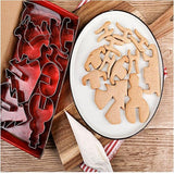 8 in 1 roestvrijstaal koekje mallen 3D kerst drie-dimensionale cookie afdrukken taart mal (0PP Bag verpakking)