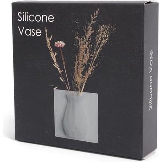 SENZA Siliconen Vaas – Ophangbaar Op Gladde Oppervlakken – Wit – 15x15x4 cm – Geschikt Voor Echte Bloemen En Droogbloemen