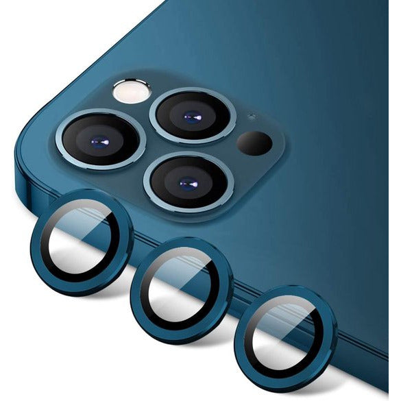 Set van 3 - Camera Lens Protector - Geschikt voor iPhone 12 Pro Max - Premium Gehard Glas Aluminium Lens Screen Cover - Accessoires Geschikt voor iPhone 12 Pro Max - Blauw