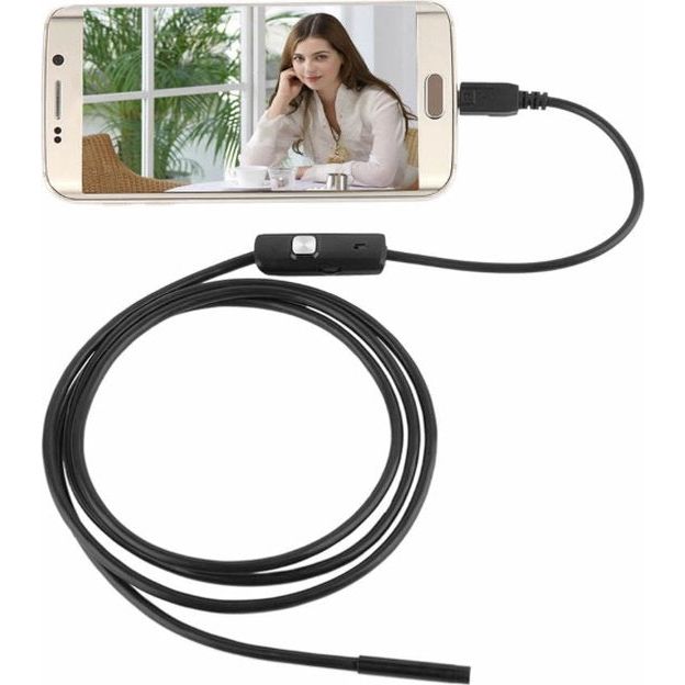 USB Endoscoop - 2 Meter - Inspectiecamera - Waterdicht IP67 - Ø5.5 mm - Met 6 Verstelbare LED Lampen - Compatibel met Android en Windows XP/7/8/9/10 - Voor Onderhoud en Reparatie