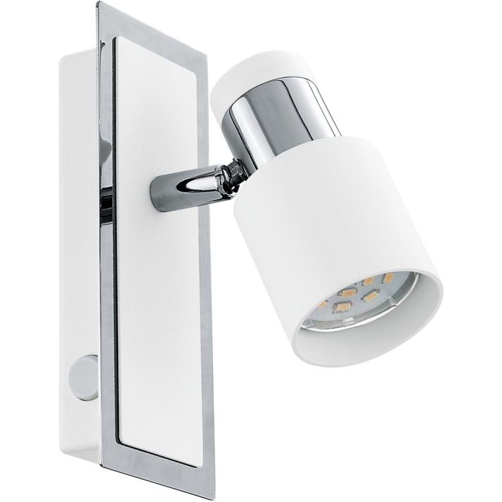 Eglo Davida Spot 1-Lichts Chroom Wit - LED Wandspot Plafondspot met Verstelbare Lampenkop - Moderne Binnenverlichting voor Woonkamer Slaapkamer Hal en Keuken - Metalen Spotlamp voor Interieur