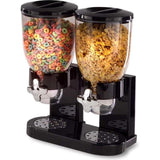 Dubbele Cornflakes Dispenser – Voorraadpot – Granen Dispenser – 2 x 500g Capaciteit – Voor Ontbijtgranen, Snacks en Droge Producten – Zwart