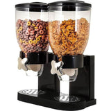Dubbele Cornflakes Dispenser – Voorraadpot – Granen Dispenser – 2 x 500g Capaciteit – Voor Ontbijtgranen, Snacks en Droge Producten – Zwart