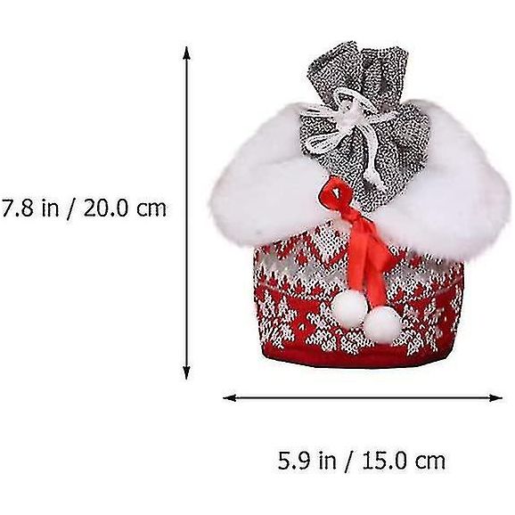 Kerstdecoraties 3D Ontwerp Stoffen Kerstzakken Breien Xmas Cadeauzakken Voor Kerstdecoraties Voor Kinderen - Set van 3 - Rood