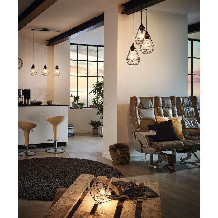 Casalux - Tafellamp - Zwart Stalen Frame - Industrieel Design - E27 Fitting - Exclusief Lichtbron - Hoogte 26,5 cm - Diameter 17,5 cm - Geschikt voor LED Lampen - Met Snoerschakelaar