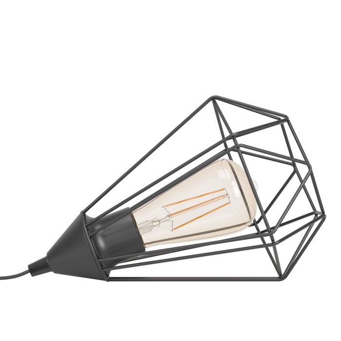 Casalux - Tafellamp - Zwart Stalen Frame - Industrieel Design - E27 Fitting - Exclusief Lichtbron - Hoogte 26,5 cm - Diameter 17,5 cm - Geschikt voor LED Lampen - Met Snoerschakelaar