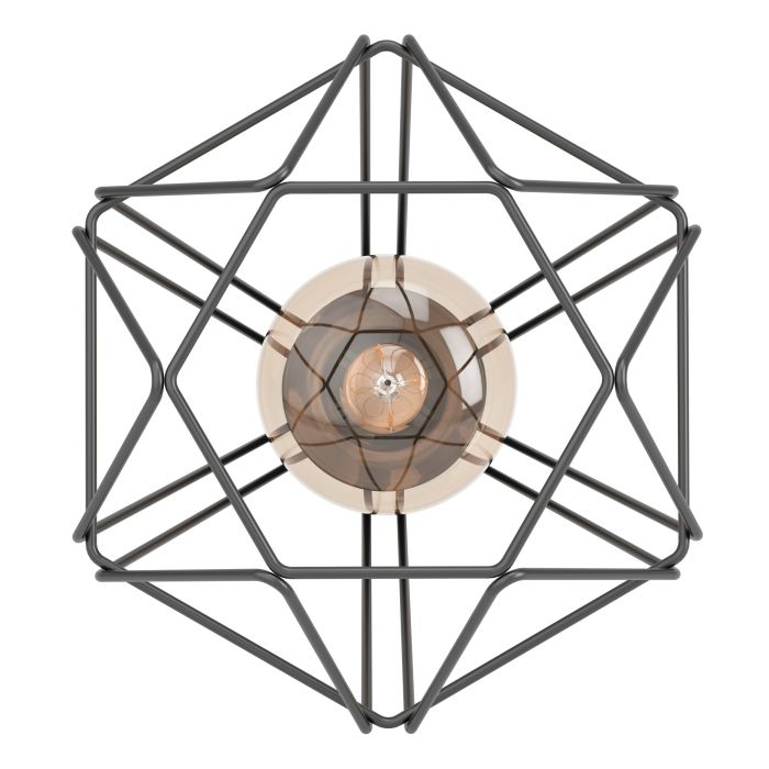 Casalux - Tafellamp - Zwart Stalen Frame - Industrieel Design - E27 Fitting - Exclusief Lichtbron - Hoogte 26,5 cm - Diameter 17,5 cm - Geschikt voor LED Lampen - Met Snoerschakelaar