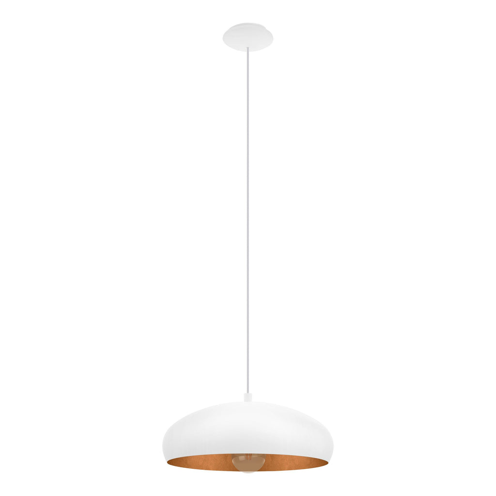 EGLO - MOGANO 1 Hanglamp - Modern Ontwerp in Wit Staal en Koper - Industrieel Design - Geschikt Voor E27 Lampen - Ideaal Voor Woonkamer, Eetkamer - Diameter 385mm