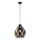 Hanglamp Carlton 1 - Industrieel Design - Zwart en Koper - Metalen Kap - E27 Fitting - Retro Hanglamp - Verstelbare Hoogte - Voor Woonkamer, Eetkamer of Kantoor - Stijlvolle Verlichting - Modern en Tijdloos Ontwerp