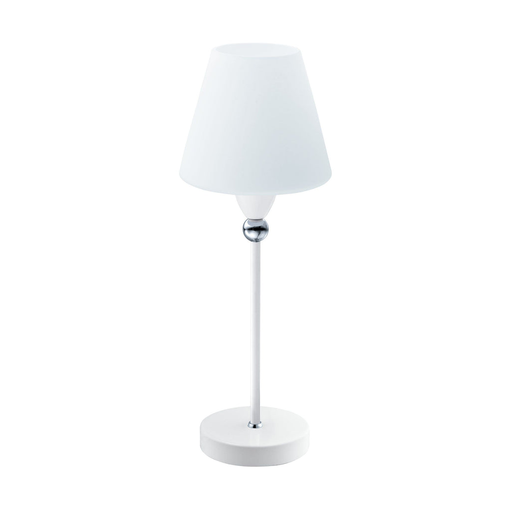 EGLO York - LED Tafellamp - Wit - 6W E14 - 470lm - Warm Wit 3000K - Met Schakelaar - Staal en Glas - Hoogte 38,5 cm - Diameter 15 cm - Modern Design