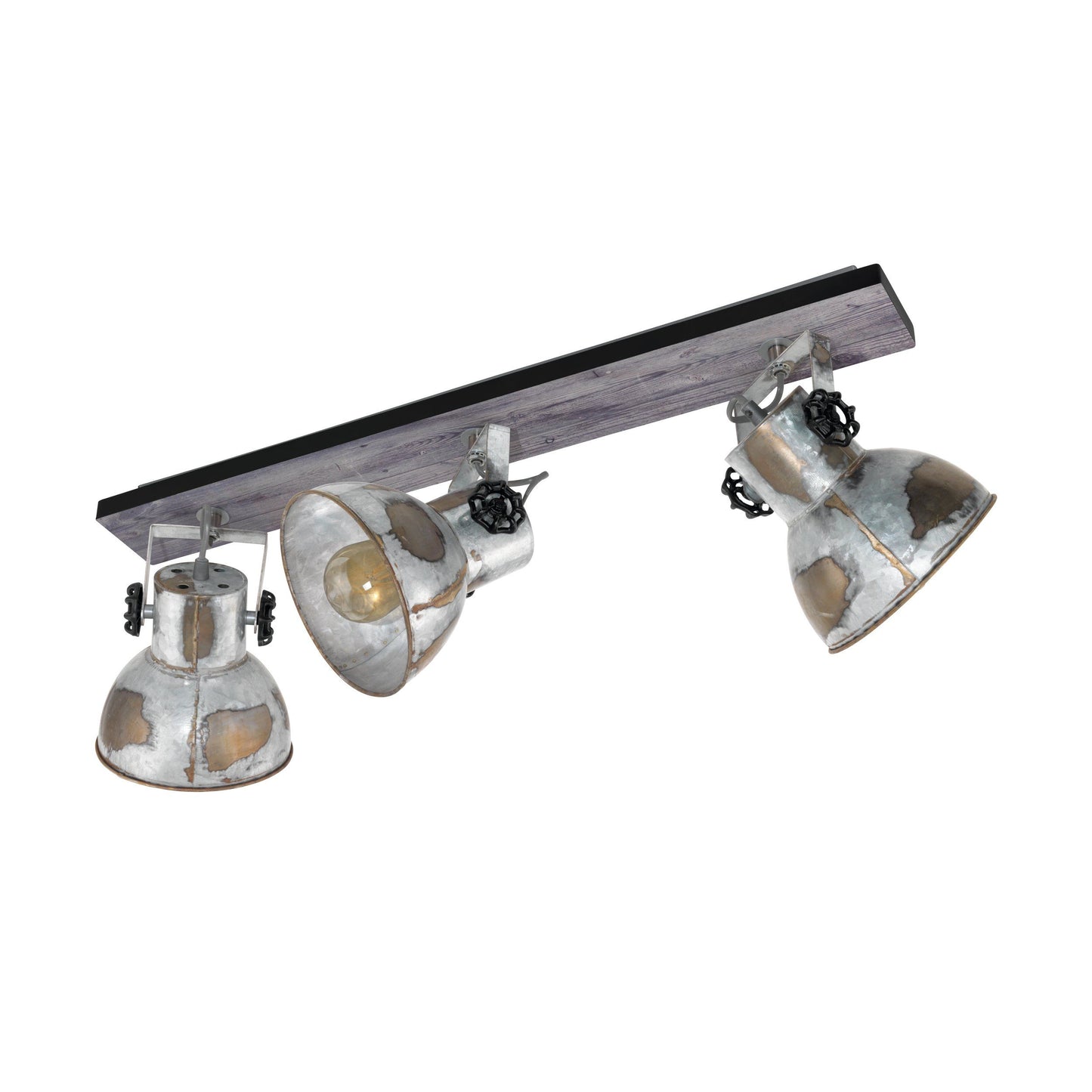 BARNSTAPLE Plafondlamp - Industrieel Spotlamp - Hout En Metaal Design - Verstelbare Zinken Spots - Vintage Look Voor Woonkamer, Keuken, Gangen - 750mm Lang - Geschikt Voor E27 Lampen