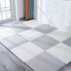 40-Delige EVA Speelmat met Randen – Grijs &amp; Wit | Interlockende Foam Tegels voor Kinderen, Baby’s, Speelkamer of Fitnessruimte | Antislip, Waterdicht &amp; Gemakkelijk te Reinigen – 30,5 x 30,5 cm (1 cm dik)