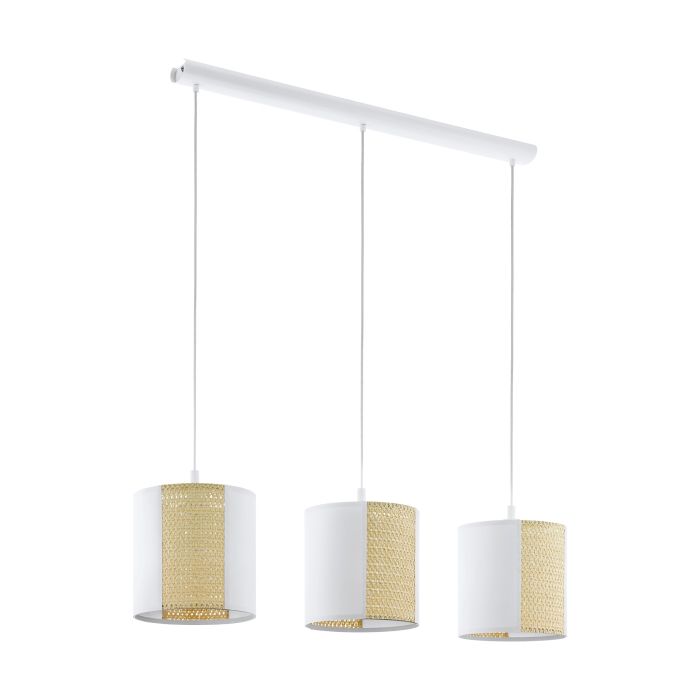 EGLO ARNHEM Hanglamp - Staal - Wit - Lampenkap van Papier en Zeewier - E27 Fitting - IP20 Veiligheidsklasse - Afmetingen: 1020x240x1100 mm - 2,75 kg - 220-240V Voedingsspanning - Exclusief Lichtbron - Voor Woonkamer/Eetkamer