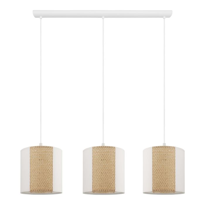 EGLO ARNHEM Hanglamp - Staal - Wit - Lampenkap van Papier en Zeewier - E27 Fitting - IP20 Veiligheidsklasse - Afmetingen: 1020x240x1100 mm - 2,75 kg - 220-240V Voedingsspanning - Exclusief Lichtbron - Voor Woonkamer/Eetkamer