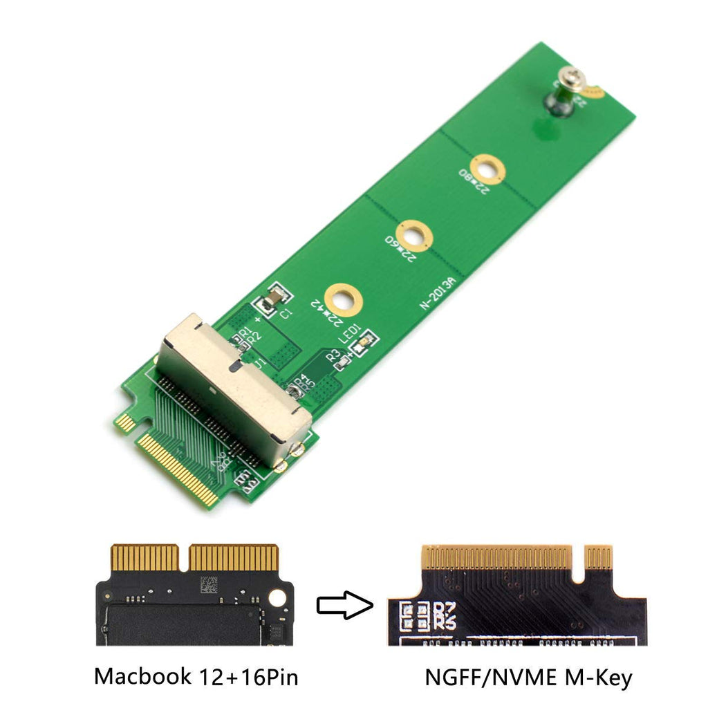 PCI-E 4x naar M.2 NGFF m-Key Adapter - Groen - Compatibel met Apple MacBook SSD's 2013-2015 - Snel en Betrouwbaar