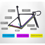 700C Carbon Road Bike Frame – 49 cm – Schijfrem – Volledige Interne Kabelgeleiding – Inclusief Carbon Vork, Zadelpen, Doorlopende As en Geïntegreerd Stuur – Voor BB86 Bracket & 142×12 mm Achteras