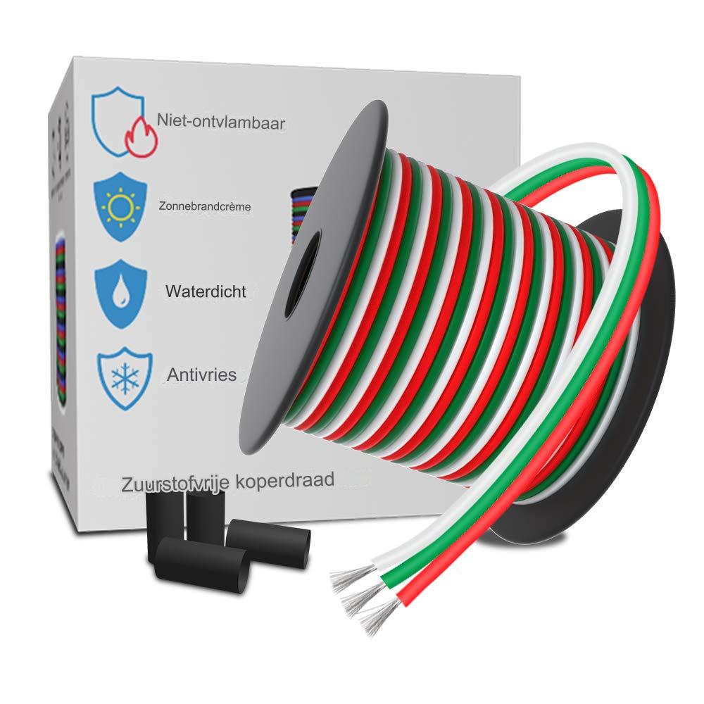LEADTOPS 33FT/10M 3-Pin Conductor Extension Wire - 22 AWG Stranded Tinned Copper Cable - 3x0.3mm² for 5V/12V DC WS2812B WS2811 Dream Color RGB LED Strip Light, Bulbs & Lamps - High Conductivity, Flame Retardant, Flexible PVC