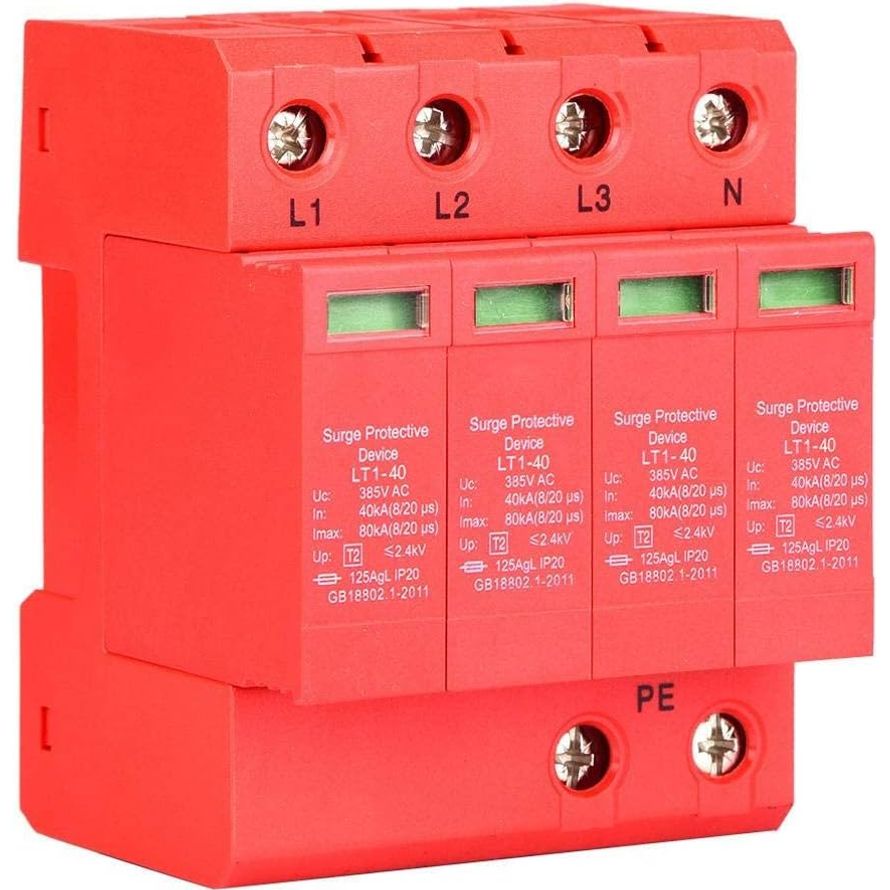 Thuis Overspanningsbeveiliging - 4P - 40KA - Laagspanning - Dissipator - 20A - 385V - Flits - Dissipator  Apparaat  Met Hoge Kwaliteit Precisie - Chips - Geschikt - Voor Thuis - Rood