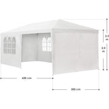 XL Partytent – Paviljoen – 3x6 Meter – Incl. 6 Afneembare Zijwanden – Stalen Frame – Waterafstotend Doek – Snel Op te Zetten – Voor Communie, Bruiloft, Barbecue of Festival – Kleur: Wit