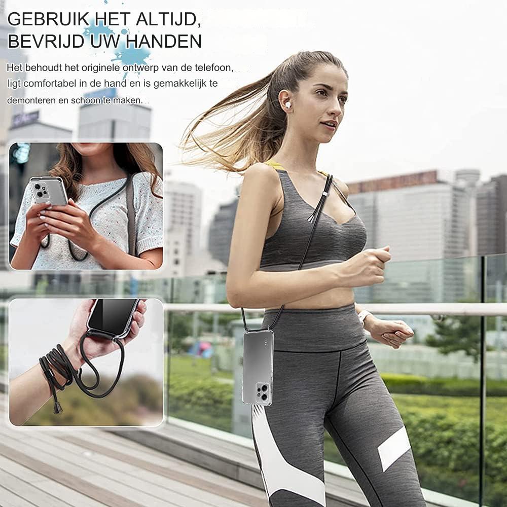 Mobiele Telefoon Hoes Met Koord - Geschikt voor Xiaomi Redmi Note 12 4G, Hoesje met Riem, Transparante Siliconen Telefoonhoes voor Redmi Note 12 4G, Crossbody Beschermhoes met Ketting, TPU Schokbestendige Cover