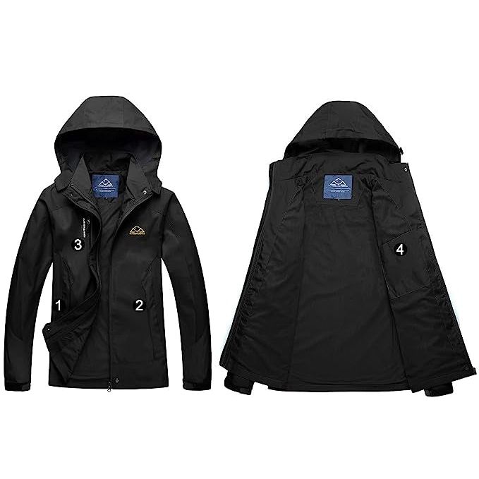 Outdoor - Waterdichte & Winddichte Jas - Trekking Jacket - Perfect voor Wandelen, Klimmen, Trekken - Ademend - Lichtgewicht - Verstelbare Softshell Windbreaker Jas - Dames - Zwart