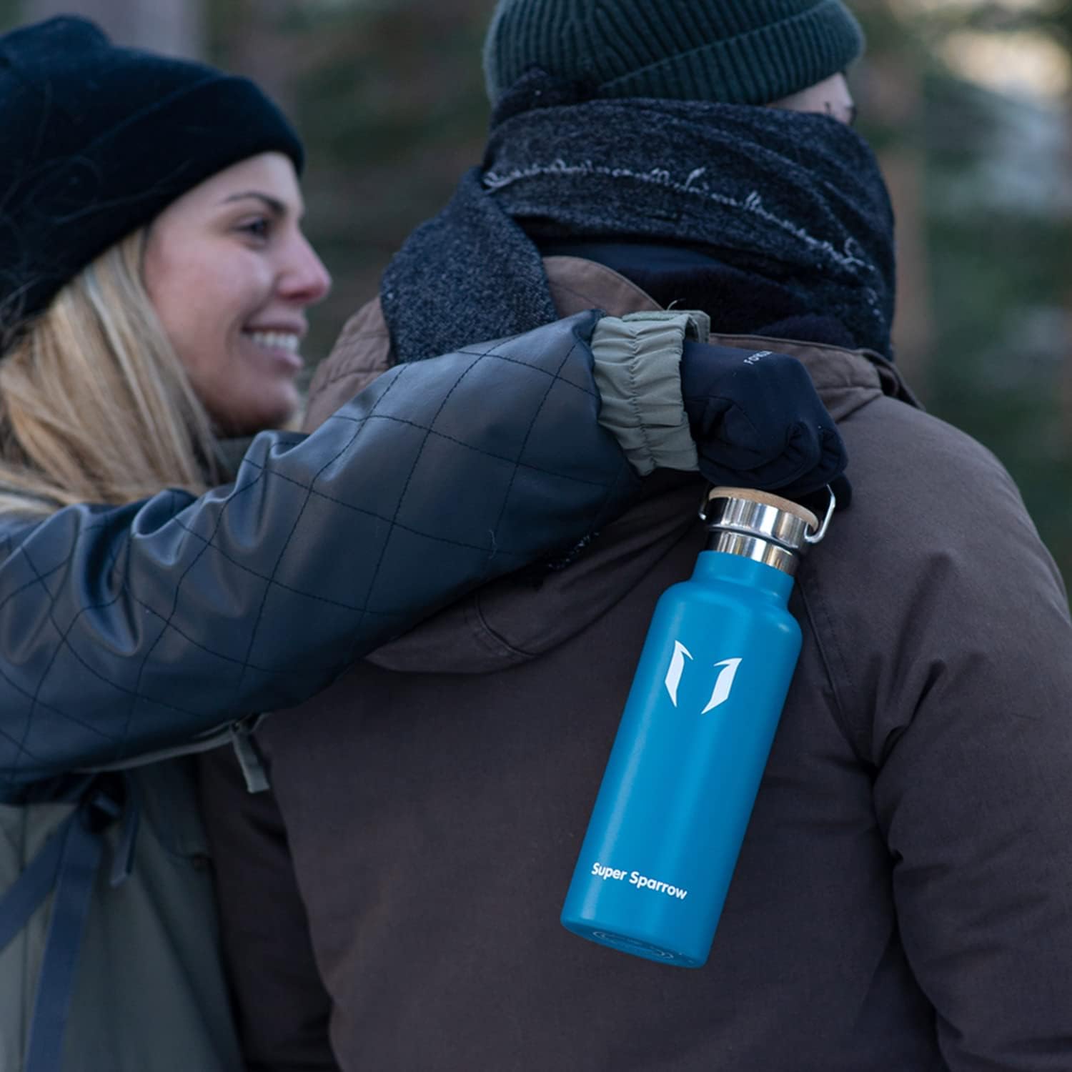 Super Sparrow 750ml of 1000 ml Dubbelwandige RVS Waterfles - Inclusief Sportdop & Karabijnhaak - BPA-Vrij - Isolerend Ontwerp voor Warme & Koude Dranken