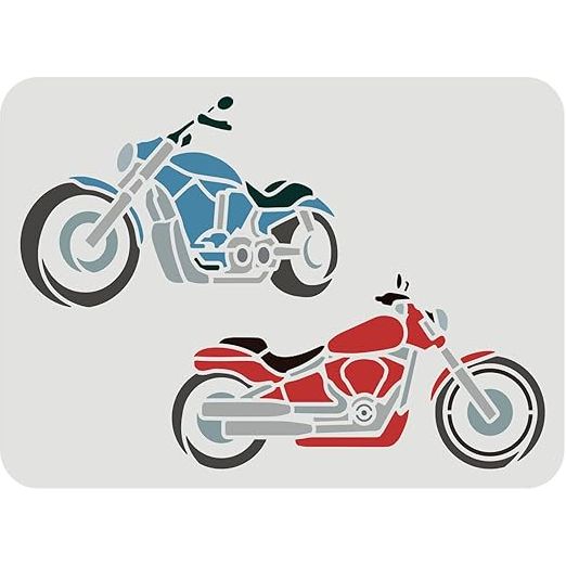 Motorfiets Sjablonen van FINGERINSPIRE: 29.7 x 21 cm, 2 Herbruikbare en Wasbare Auto Patronen voor Voertuigen en Muurdecoratie - Ideaal voor Tekenen, Verven en Huisversiering met Milieuvriendelijk PET Materiaal