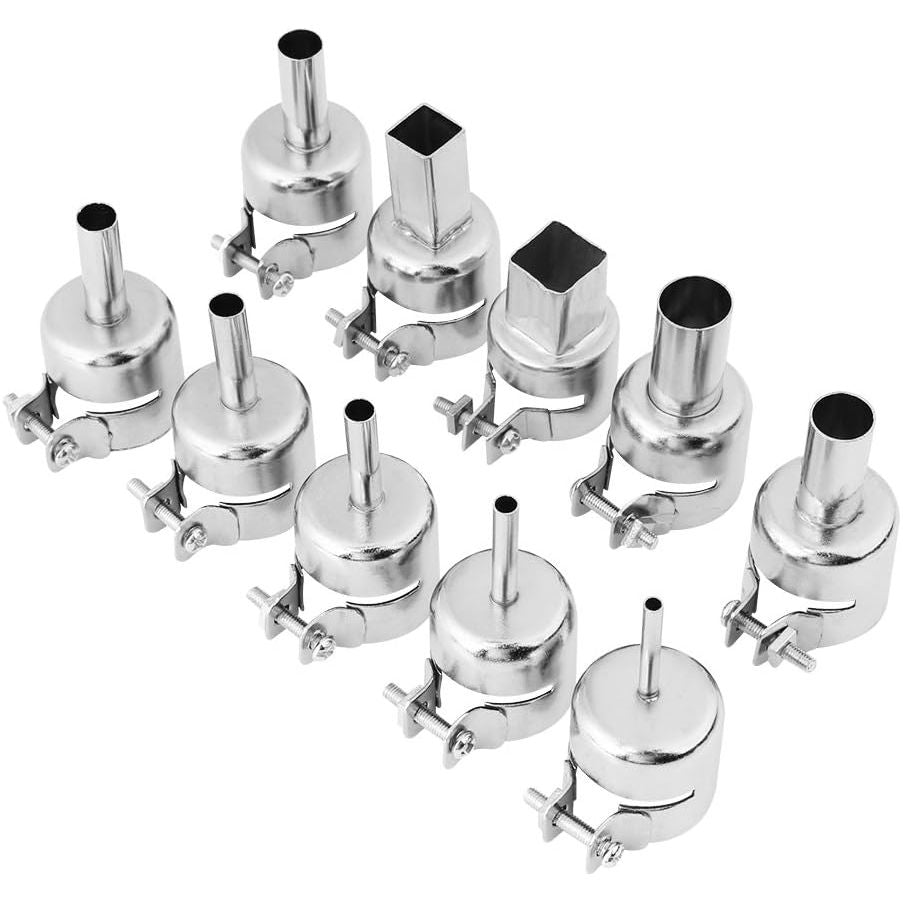10 Stuks/set Heat Gun Nozzle Kits voor Hot Air Soldering Station Repair Tools - Complete Set van Mondstukken voor Precieze en Efficiënte Reparaties, Geschikt voor Diverse Reparatieprojecten en Professioneel Gebruik, Onmisbaar voor elke Werkplaats