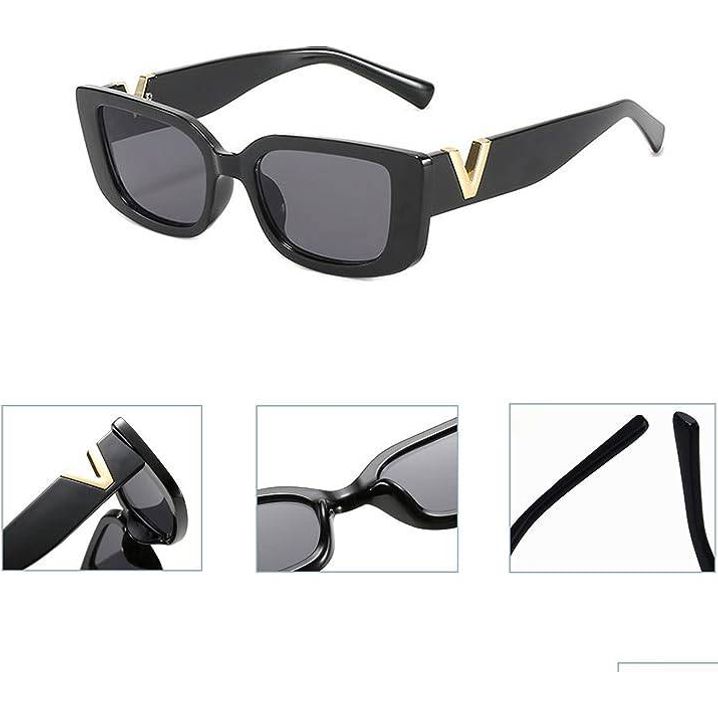Retro Vierkante Zonnebrillen - UV-bescherming - Mode Accessoires voor Buiten - Set van 2 - Zwart & Beige
