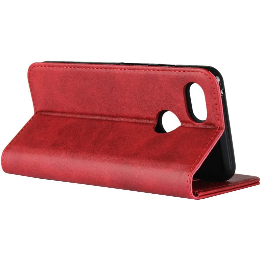 Portemonnee Lederen Hoesje voor Google Pixel 3 - Flip Hoesje met [3 Sleuven] [Magnetische Sluiting] [Staande Functie] Flip Hoesje Cover voor Google Pixel 3 Rood - Hoogwaardig Leer, Handige Stand, Veilige Sluiting, Luxe Bescherming