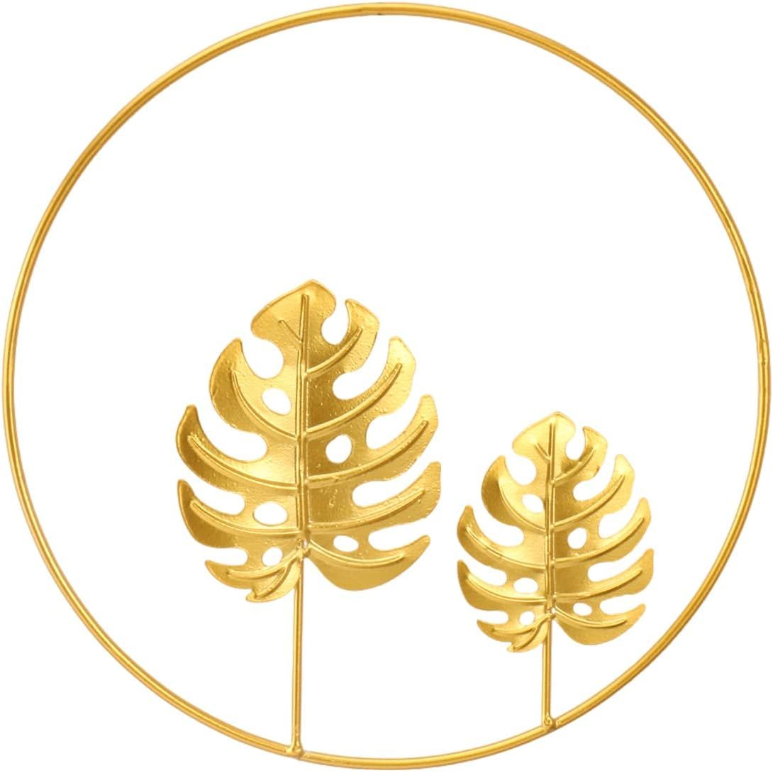 Stuks 3 - Moderne Metalen Wanddecoratie - Stijlvolle Ronde Blad Ornamenten - Elegante IJzeren Muurkunst voor Woon- en Slaapkamer - Goudkleurige 3D Sculpturen