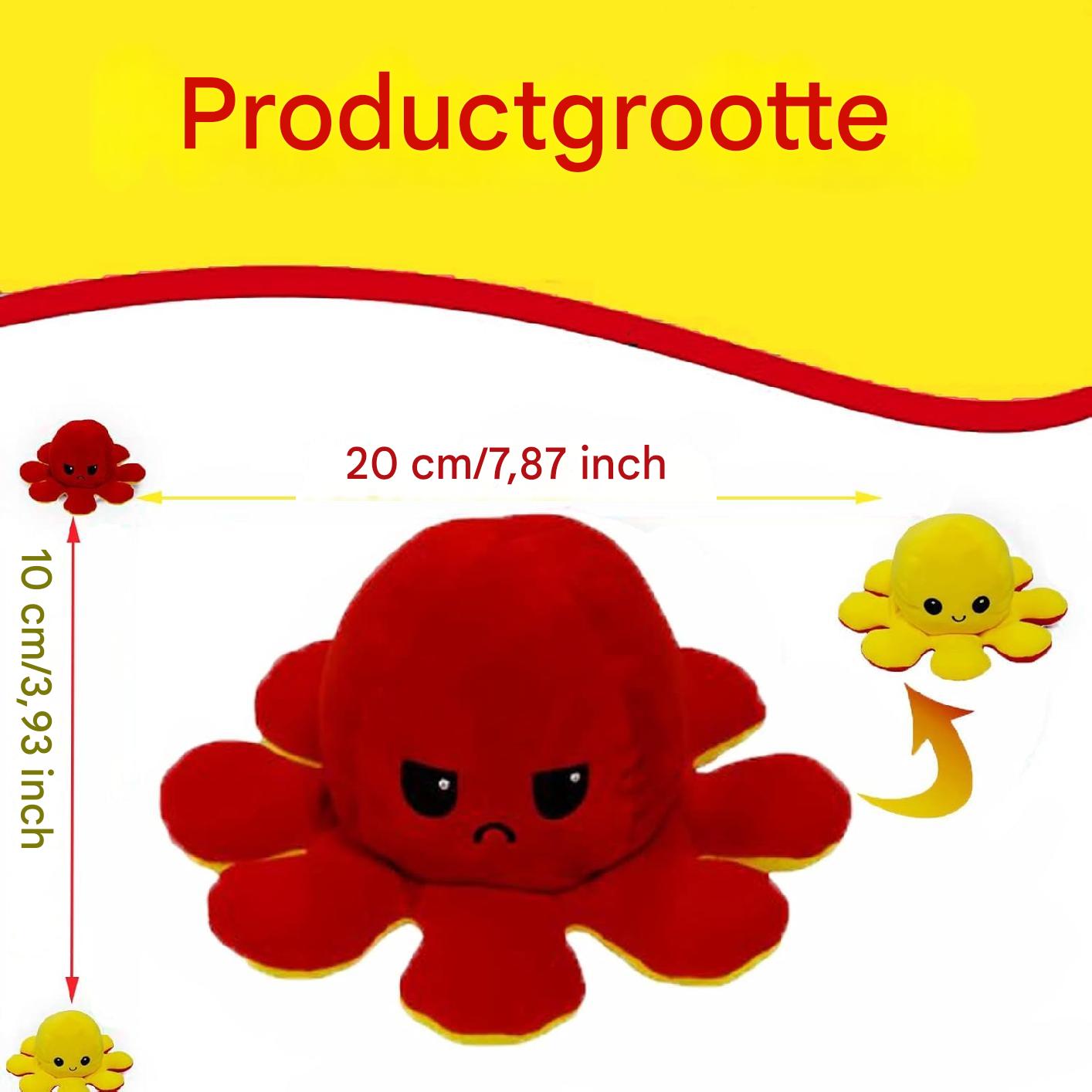 Omkeerbare Octopus Knuffel – Zachte Pluche Knuffel met Dubbele Gezichtsuitdrukking – TikTok Sensatie & Stressverlichtend Speelgoed – Verkrijgbaar in Meerdere Kleuren