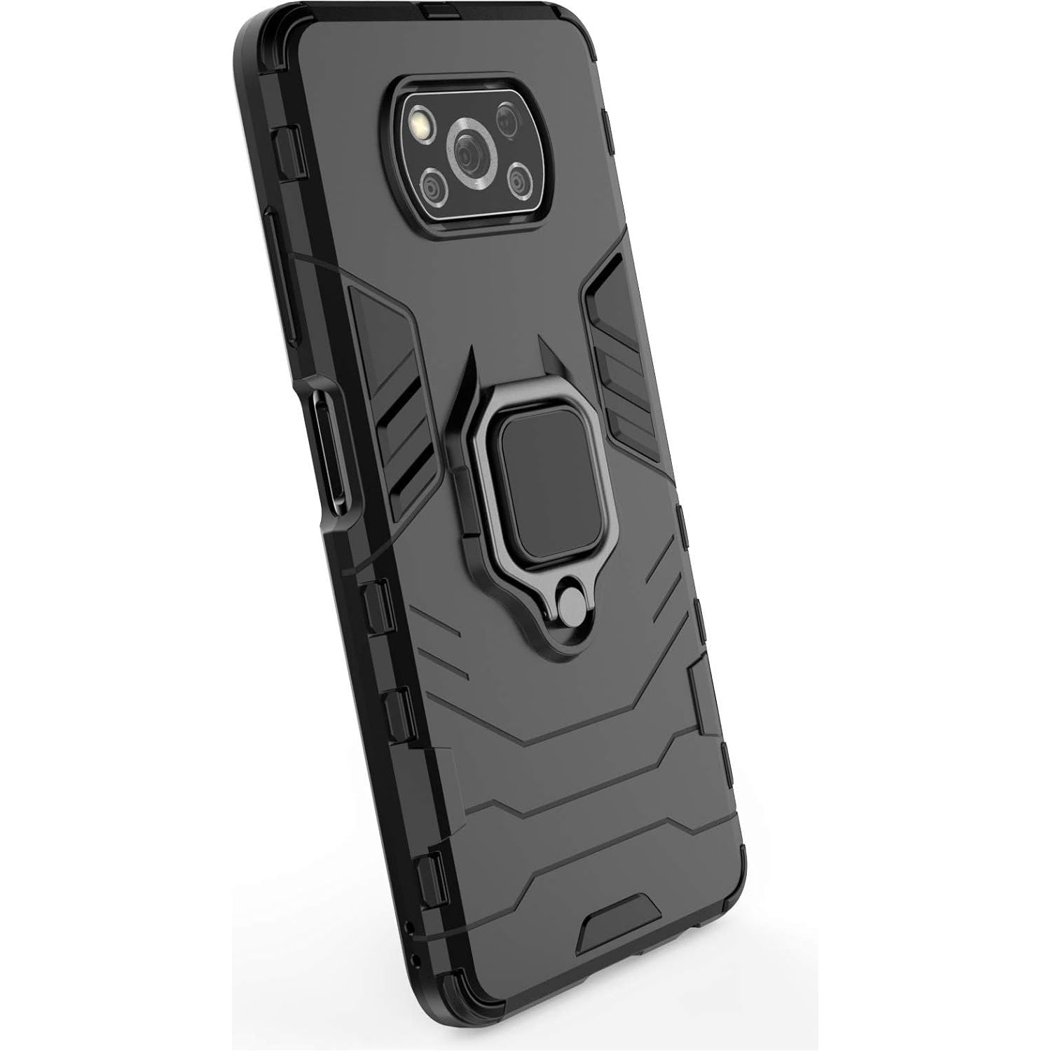 Multifunctioneel Ringhouder Hoes - Geschikt voor Xiaomi Poco X3 NFC/X3 Pro - Extra Sterke Mobiele Hoes - Ultieme Bescherming, Shockproof met Magnetische Houder - Inclusief Schermbeschermer