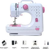 Elektrische Naaimachine – Mini Naaimachine voor Beginners – 12 Stiksels – Draadspoel Apparaat – Dubbele Draad – Compacte Naaiapparaat – EU 220V – Roze Naaimachine – Draagbare Handnaaimachine – Kleine Tafelnaaimachine