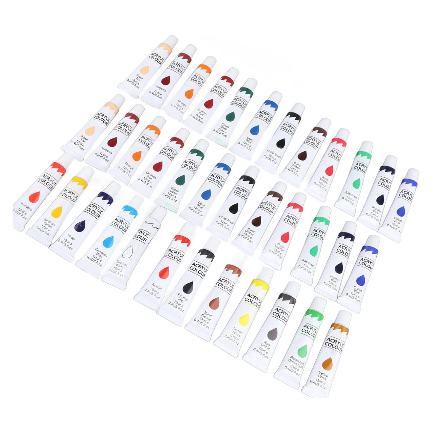 3 Stuks – Verfset van 12 Kleuren Acrylverf – 12 ml Tubes – In Totaal 36 Tubes – Hoog Gepigmenteerde &amp; Sneldrogende Verf – Voor Canvas, Hout, Papier, Glas en Meer – Veilig &amp; Niet-Giftig – Cadeauset voor Kinderen & Kunstliefhebbers