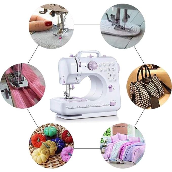 Elektrische Naaimachine – Mini Naaimachine voor Beginners – 12 Stiksels – Draadspoel Apparaat – Dubbele Draad – Compacte Naaiapparaat – EU 220V – Roze Naaimachine – Draagbare Handnaaimachine – Kleine Tafelnaaimachine