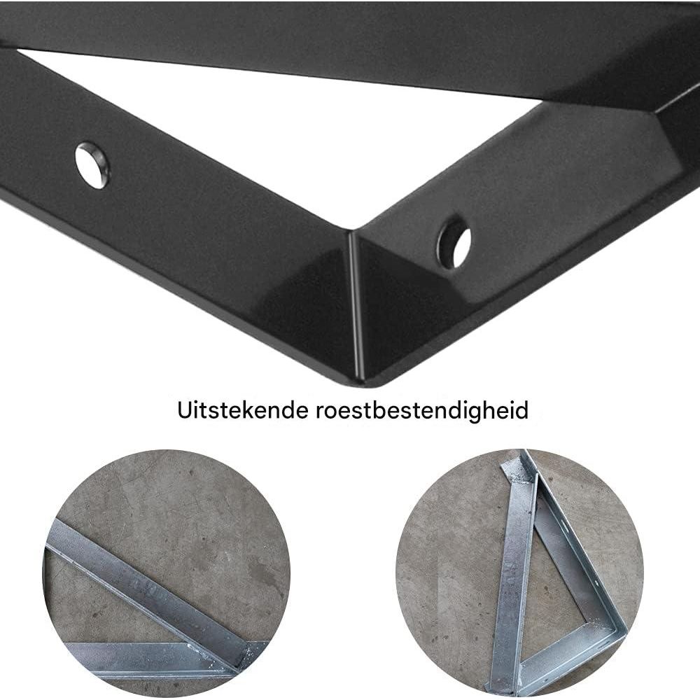 4 Stuks - Metalen Wandbeugels - Zware Hoekbeugels Voor Wandplanken - Triangel Plankendragers - 20 x 12 x 2.5 cm - 3mm Dikte - Inclusief 16 Schroeven en Pluggen - Zwarte Plankhouders - Decoratief Wandbeslag Voor Opslag en Display