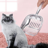 Grote - Metalen Kattenbak Schep - Duurzame Kattenpoepschep (34,5 cm) - Geschikt voor Alle Kattenbakvulling - Wit