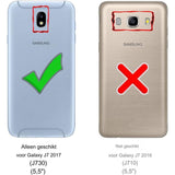 Galaxy J7 (2017) Hoesje - Premium Mobiel Telefoon Flip Cover voor Samsung Galaxy J7 Hoesje [Ingebouwde Magneet] Boek Hoesje PU Leren Hoesje [J7 J730], Zwart - Bescherm uw telefoon met stijl en duurzaamheid met dit premium PU lederen hoesje