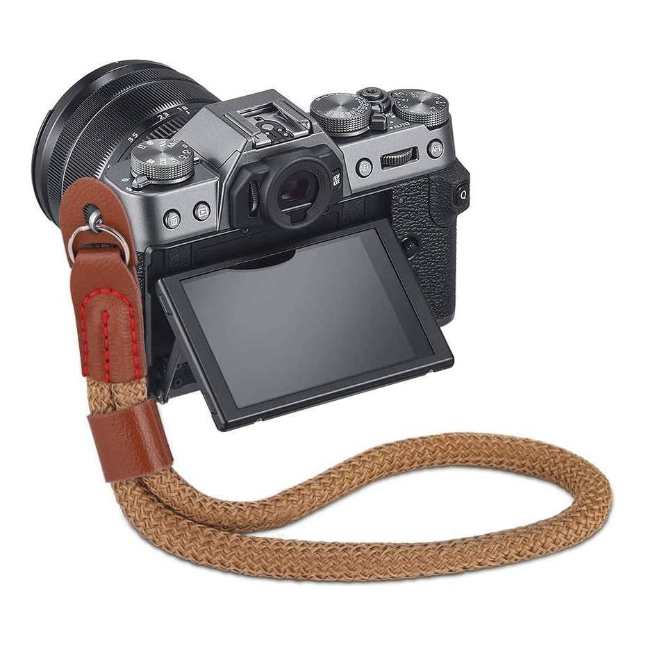 Verstelbare Katoenen Camera Hand Polsband - Fotografie Comfort en Veiligheid - Lichtbruin