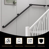 Moderne Trapleuning van Smeedijzer – Compleet Wandbevestigingspakket voor Binnen en Buiten – Sterke Metalen Leuning met Vierkante Buis en Antiroest Coating – Industrieel Design, Inclusief Bevestigingsmateriaal – Lengte 165 cm